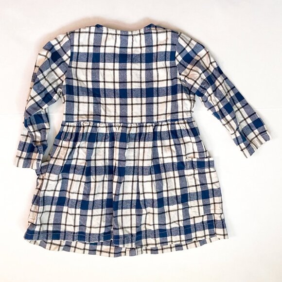 Hanna Andersson Blue Plaid Flannel Dress, Size 5 - Picture 2 of 4